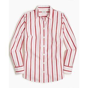 J. Crew Lightweight Cotton Blend Pink & Red Striped Poplin Shirt, NWT, L